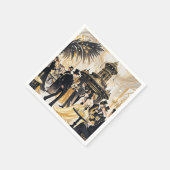 ムーランルージュスタイル、ブラックと金ゴールド、リッチな贅沢 スタンダードカクテルナプキン (角)