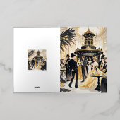 ムーランルージュスタイル、ブラックと金ゴールド、リッチな贅沢 箔グリーティングカード (外側レイダウン)