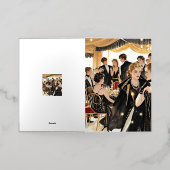 ムーランルージュスタイル、ブラックと金ゴールド、リッチな贅沢 箔グリーティングカード (外側レイダウン)