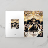 ムーランルージュスタイル、ブラックと金ゴールド、リッチな贅沢 箔グリーティングカード (外側レイダウン)