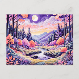ムーリカラフルの下を流れる秋の風景 ポストカード