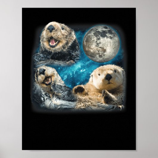 ムーンおもしろいミーム動物と海のカワウソ ポスター (正面)