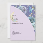 ムーンお洒落パープル婚約パーティ 招待状 (正面)