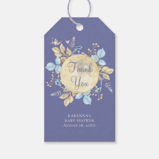 ムーンお洒落パープル赤ちゃんシャワーありがとう ギフトタグ (正面)
