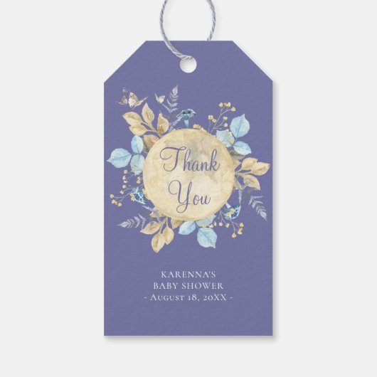 ムーンお洒落パープル赤ちゃんシャワーありがとう ギフトタグ (裏面)