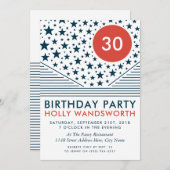 ムーンとスターズ、ブラッドオレンジ、バースデーパーティー 招待状 (正面/裏面)