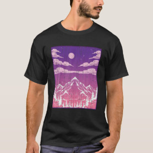 ムーンアウトドアマウンテンズハイキングフォレスト自然 Tシャツ