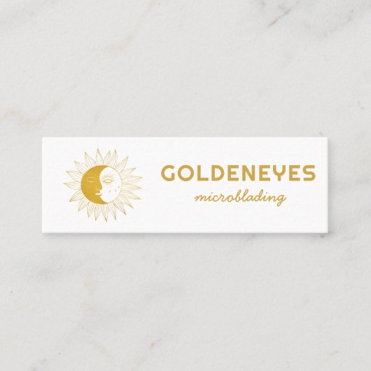 ムーンアンドサンエレガントエステティシャン美しいサロン金ゴールド スキニー名刺 (正面)