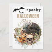 ムーンアンドスカルミスティックハロウィーン招待状 招待状 (正面)