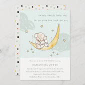 ムーンアンドスターズエレファントバニーボーイベビーシャワー招待状 サンキューカード (正面/裏面)