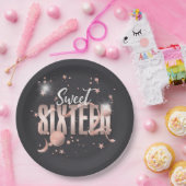 ムーンアンドスターズスウィート16バラ金ゴールド/Blk ID788 ペーパープレート (パーティー)