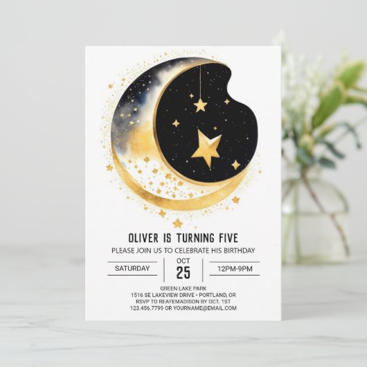 ムーンアンドスターズファンタジー誕生日 招待状 (スタンド正面)