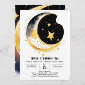 ムーンアンドスターズファンタジー誕生日 招待状 (正面/裏面)