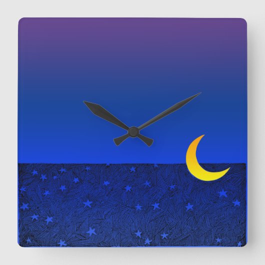 ムーンアンドスターズ夕べウォールクロック スクエア壁時計 (正面)