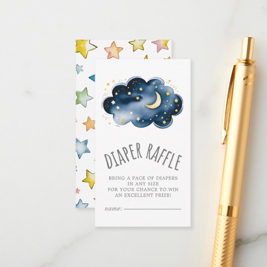 ムーンアンドスターズ男の赤ちゃんおむつラッフル エンクロージャーカード (正面/裏面インサイチュ)