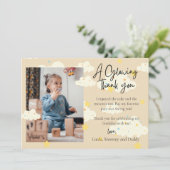 ムーンアンドスターズ 1歳の誕生日 フォト ありがとうカード 招待状 (スタンド正面)