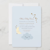 ムーンアンドスターベビーシャワー招待状ブルー 招待状 (正面)