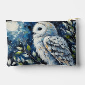 ムーンアーンで枝に白いフクロウ絵画ズ アクセサリーポーチ (裏面)