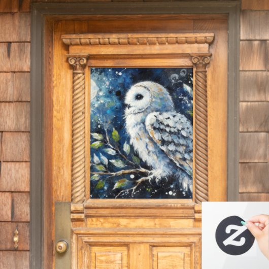 ムーンアーンで枝に白いフクロウ絵画ズ ウィンドウサイン (ホームデコレーション)