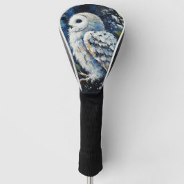 ムーンアーンで枝に白いフクロウ絵画ズ ゴルフヘッドカバー