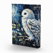 ムーンアーンで枝に白いフクロウ絵画ズ フォトブロック (右)