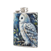 ムーンアーンで枝に白いフクロウ絵画ズ フラスク (左)
