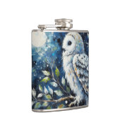 ムーンアーンで枝に白いフクロウ絵画ズ フラスク (右)