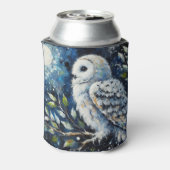 ムーンアーンで枝に白いフクロウ絵画ズ 缶クーラー (缶裏面)