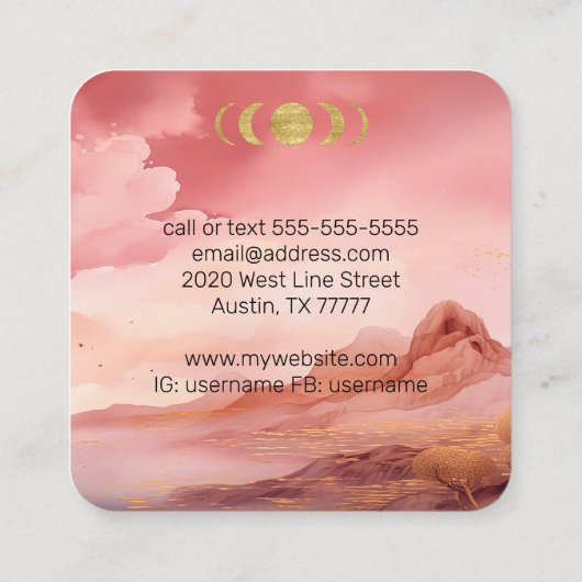 ムーンインピンクルーナー先生コーチスピリチュアル スクエア名刺 (裏面)