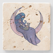 ムーンウィッチムーンチャイルド異教のウィッカアート ストーンコースター (正面)