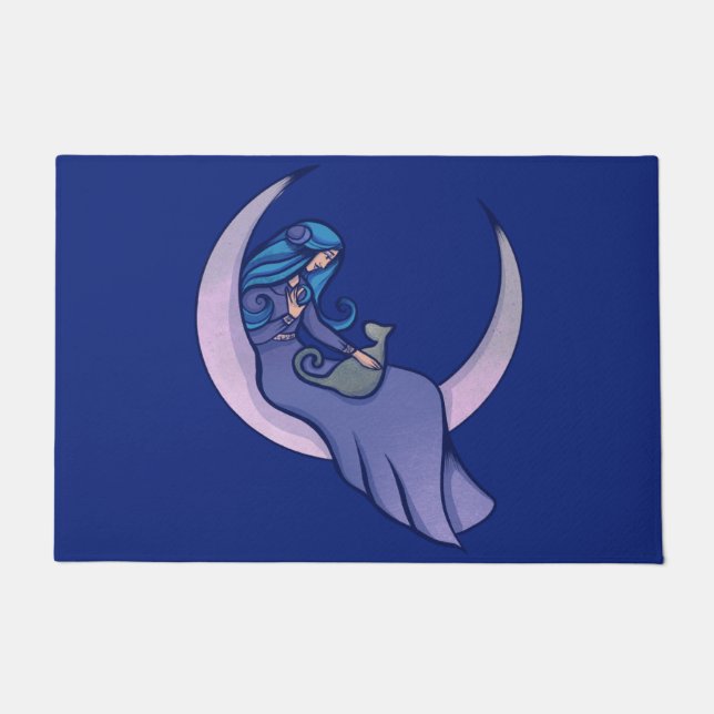 ムーンウィッチムーンチャイルド異教のウィッカアート ドアマット (正面)