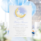ムーンウォーターの上に眠いマウスの色の男の子の赤ちゃんシャワー 招待状