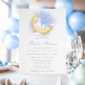 ムーンウォーターの上に眠いマウスの色の男の子の赤ちゃんシャワー 招待状