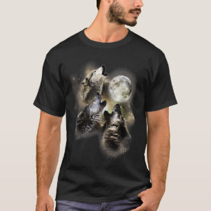 ムーンウルフ恋人のタンクトップで3匹のオオカミの吠え声 Tシャツ