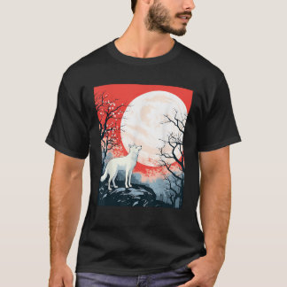 ムーンウルフ イラスト グラフィック 野生のキツネ 自然 Tシャツ