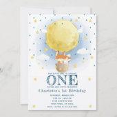 ムーンエアバルーンスターズグリッター誕生日 招待状 (正面)