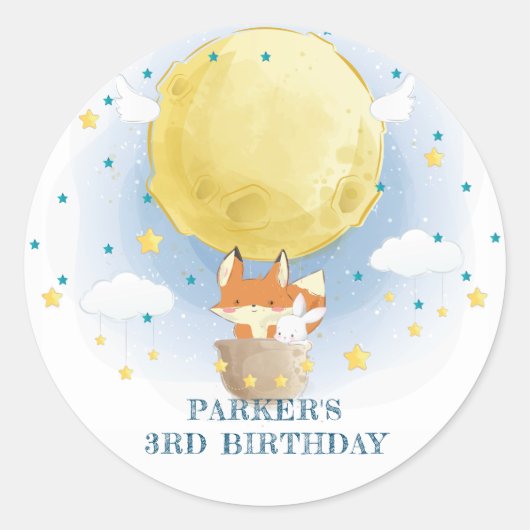 ムーンエアバルーンパーソナライズされた誕生日 ラウンドシール (正面)