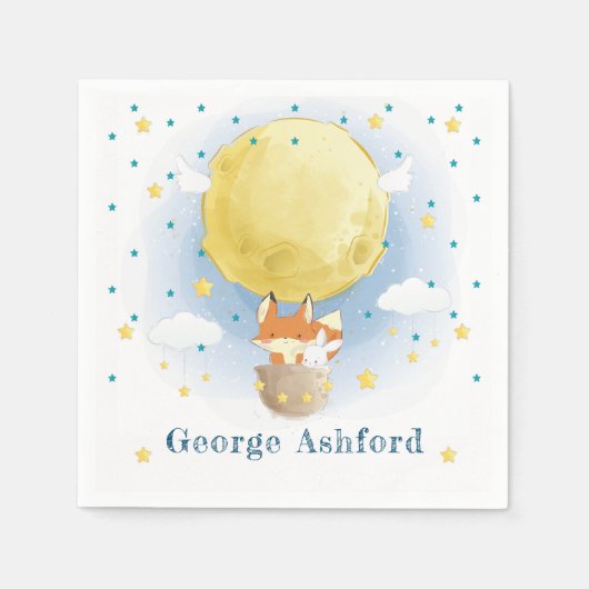 ムーンエアバルーンパーソナライズされた スタンダードカクテルナプキン (正面)