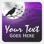 ムーンエッジゴシックで黒いカラスのレイヴンシルエット スクエアシール (正面)