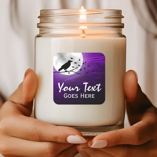 ムーンエッジゴシックで黒いカラスのレイヴンシルエット スクエアシール