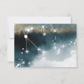 ムーンエレガントブルー金ゴールドスター結婚ズ 出欠カード (裏面)