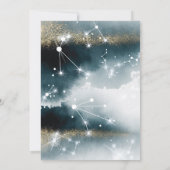 ムーンエレガントブルー金ゴールドスター結婚ズ 招待状 (裏面)