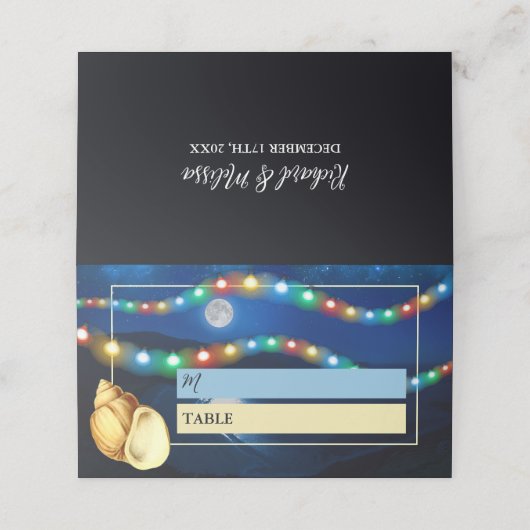 ムーンエレガントライトビーチ結婚式 プレイスカード (外部開封)