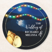 ムーンエレガントライトビーチ結婚式 ラウンドペーパーコースター (正面)