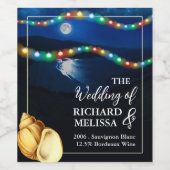 ムーンエレガントライトビーチ結婚式 ワインラベル (シングルラベル)