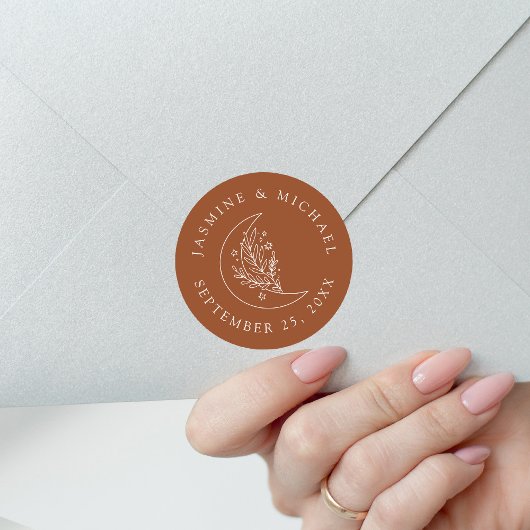 ムーンエレガント&スターズテラコッタ結婚式の引き出物 ラウンドシール