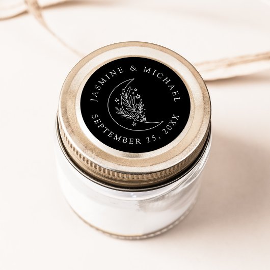 ムーンエレガント&スターズブラック結婚式の引き出物 ラウンドシール