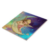 ムーンエンジェルインブルー金ゴールド黄色のキラキラ タイル (側面)