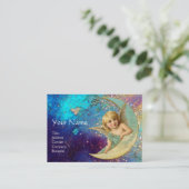 ムーンエンジェルインブルー金ゴールド黄色のキラキラ 名刺 (スタンド正面)