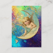 ムーンエンジェルインブルー金ゴールド黄色のキラキラ 名刺 (裏面)